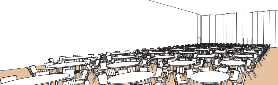Salle A version étroite tables-rondes