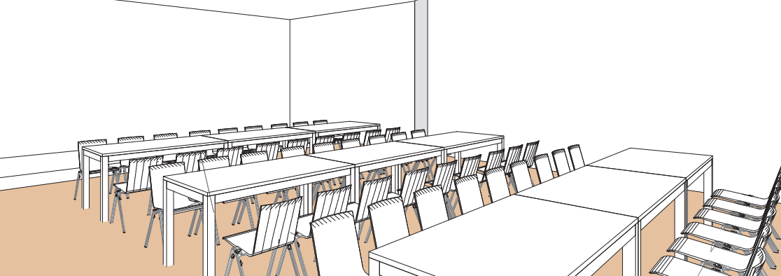Salle E style banquet tables rectangulaires -Palexpo