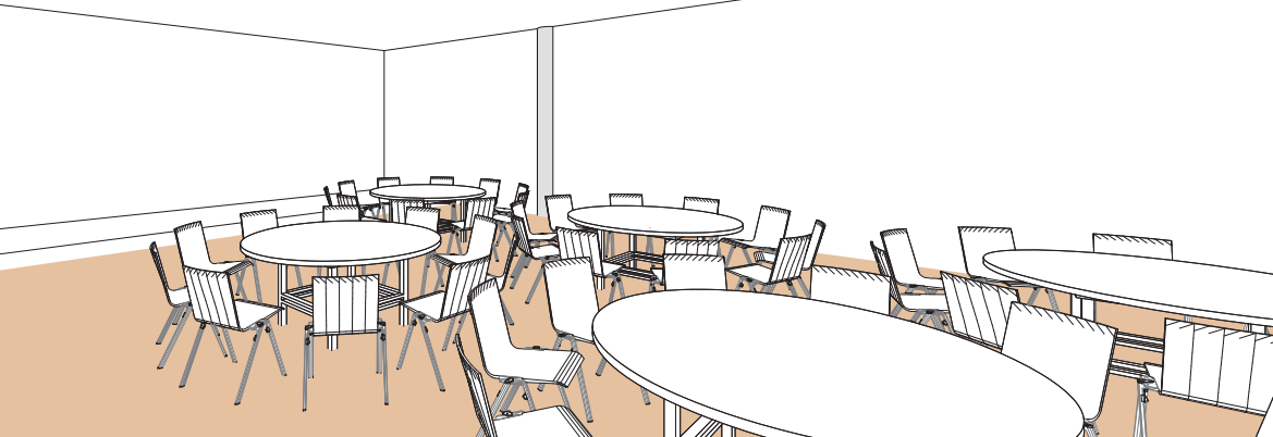 Salle E style banquet tables rondes -Palexpo