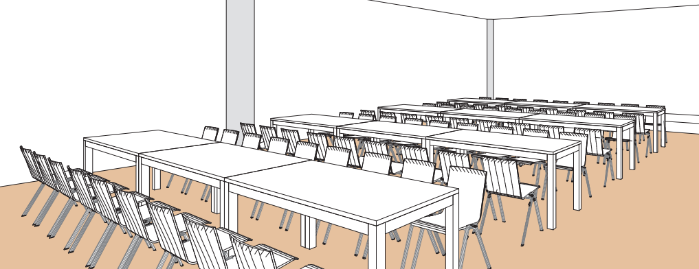 Salle F style banquet tables rectangulaires - Palexpo