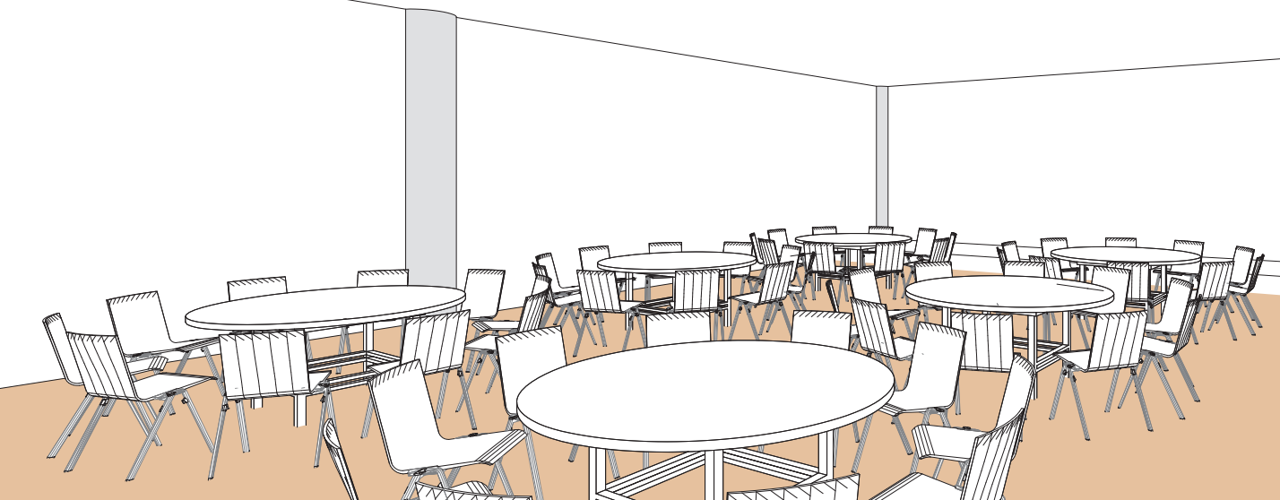 Salle F style banquet tables rondes - Palexpo