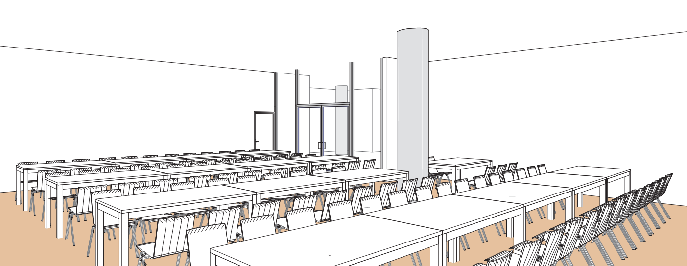 Salle L en style banquet tables réctangulaires - Palexpo