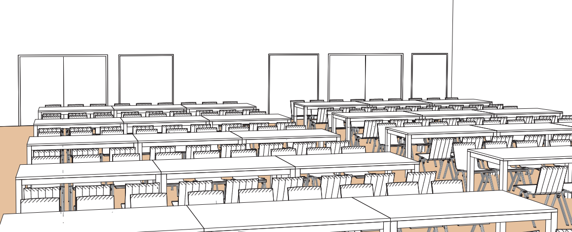 Salle V en style Banquet tables rectangulaire- Palexpo