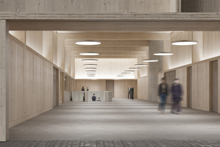 Vue depuis la Halle avec un accès au Pavillon de Palexpo © BLANC-TAILLEUR IMAGES / Projet LRS I LIN.ROBBE.SEILER